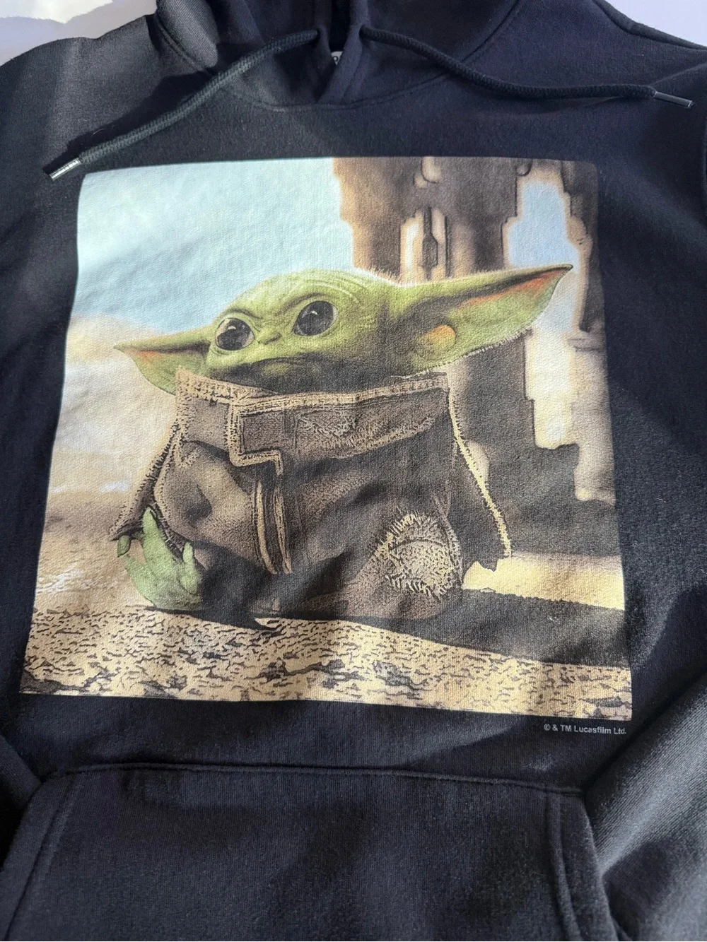 Old Navy Star Wars The Mandalorian Grogu Graphic Hoodie Black Pullover XL